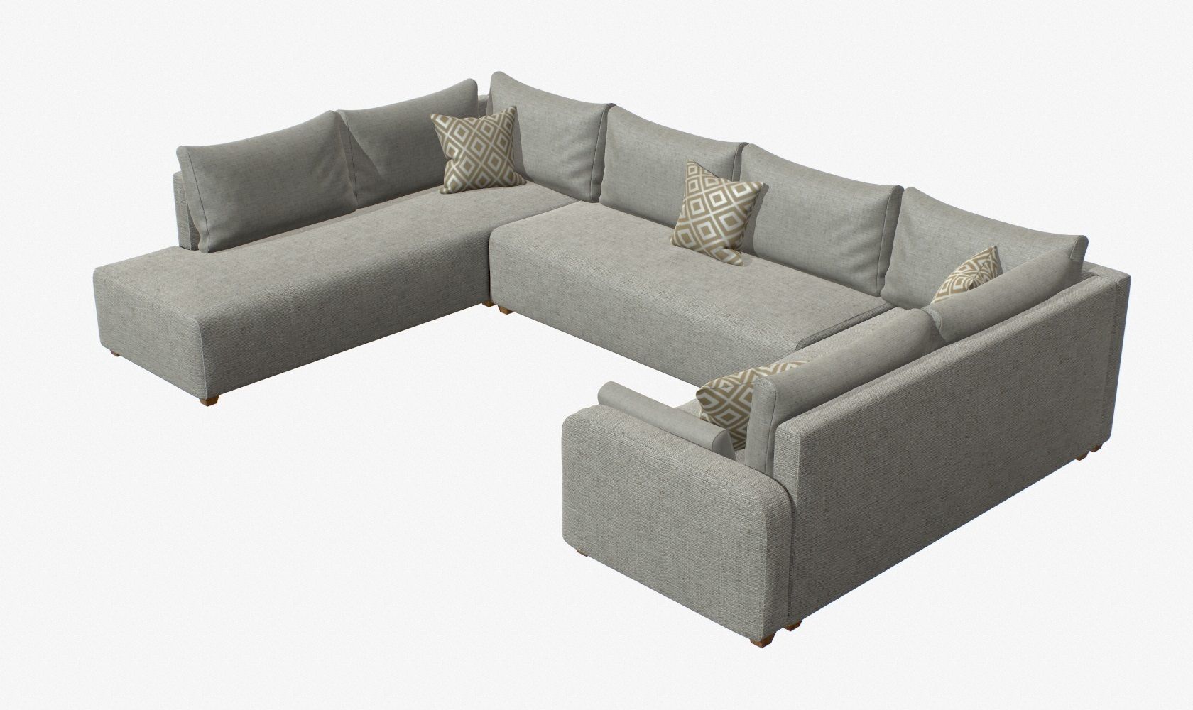 Sectional Sofa Low-poly 3D model_5