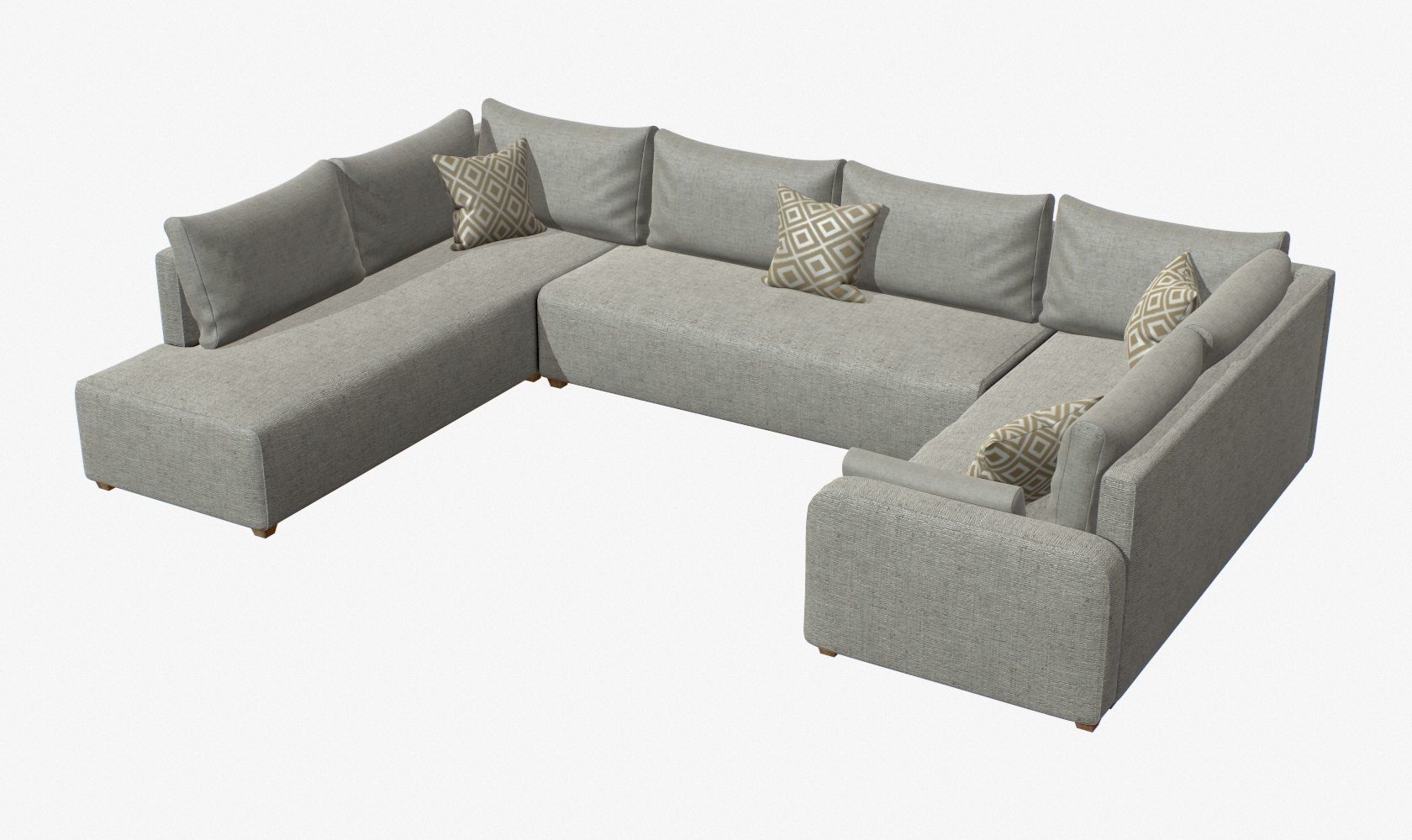 Sectional Sofa Low-poly 3D model_2