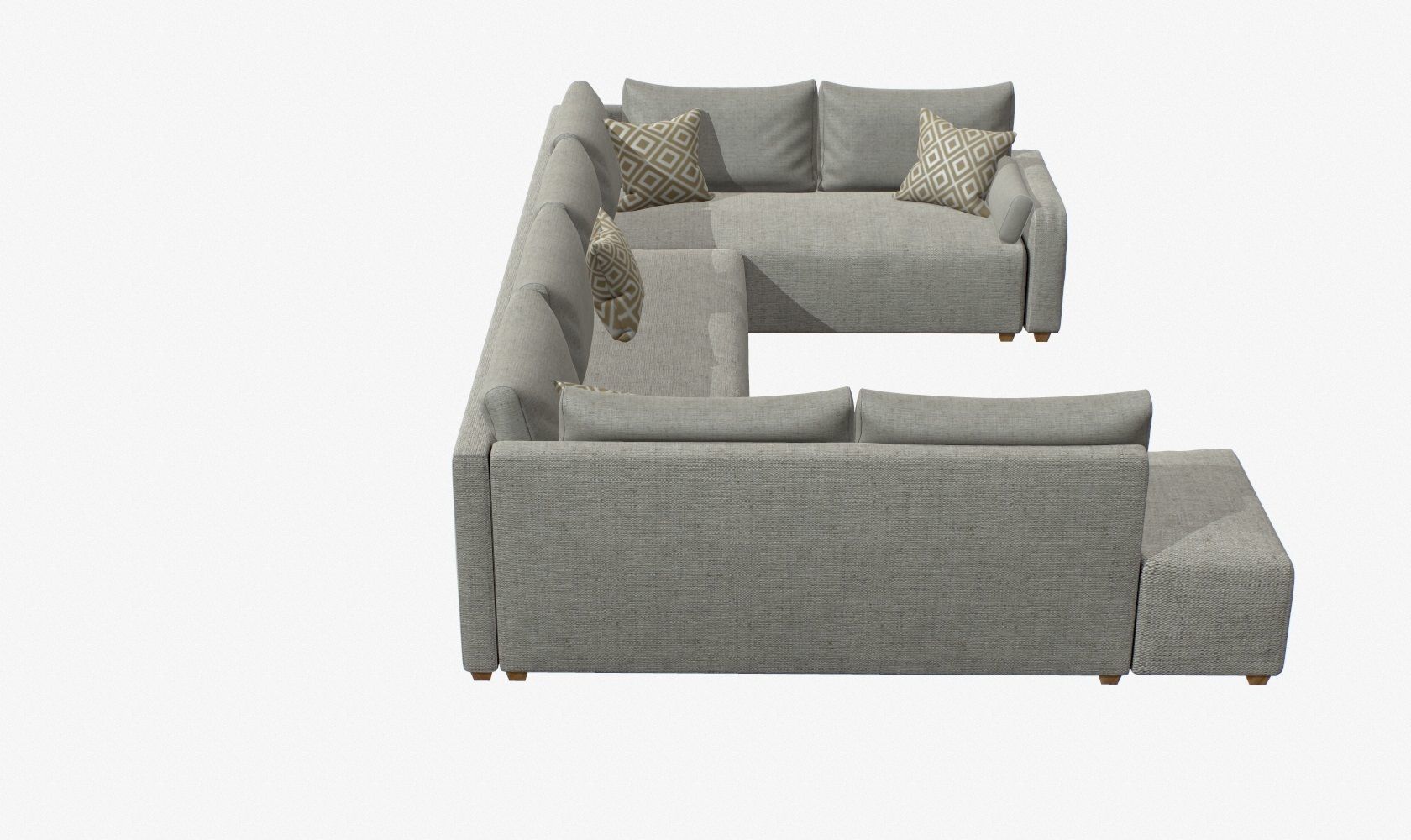 Sectional Sofa Low-poly 3D model_10