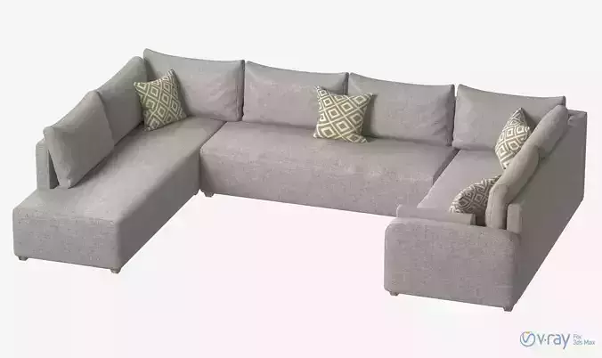 Sectional Sofa Low-poly 3D model
