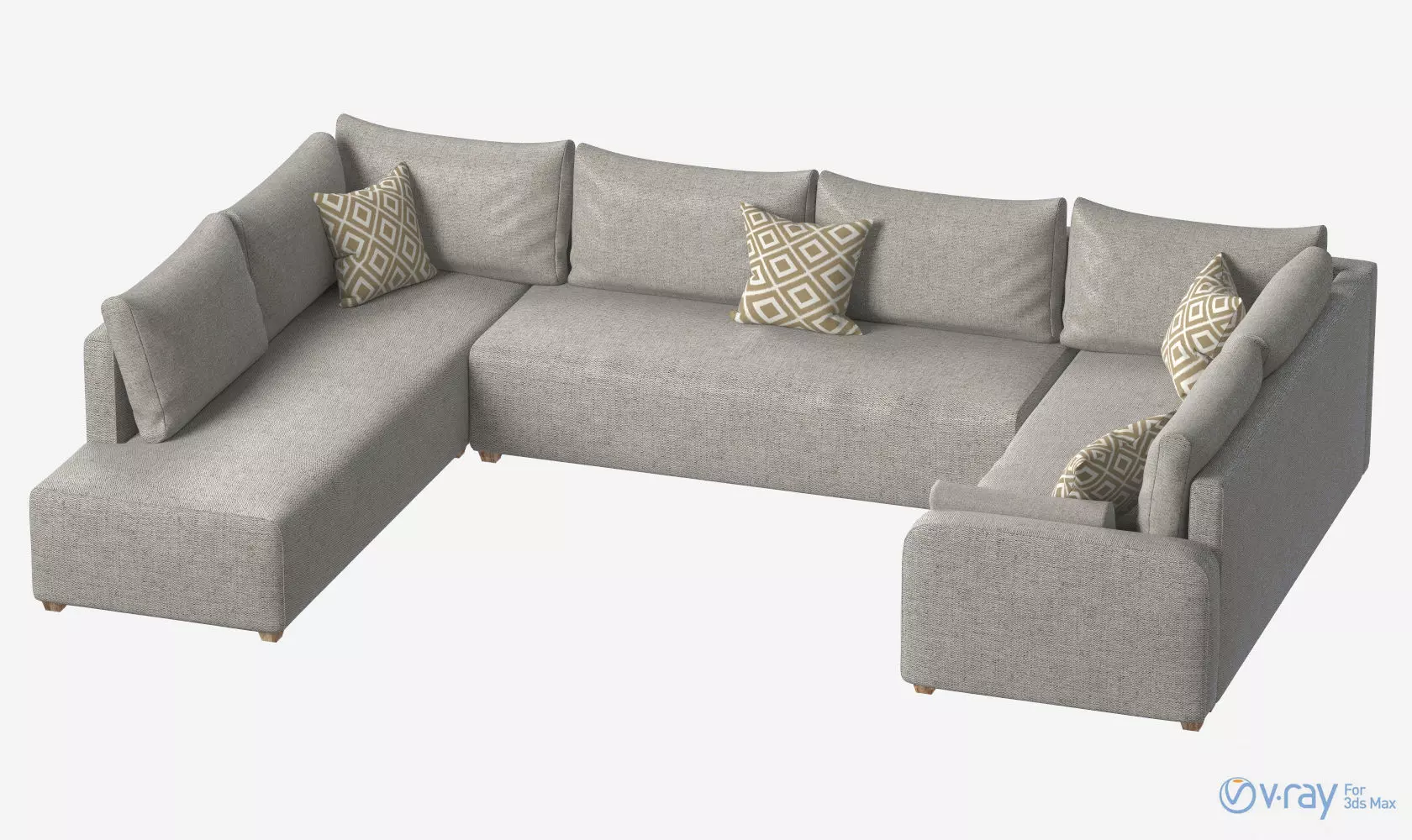 Sectional Sofa Low-poly 3D model_0
