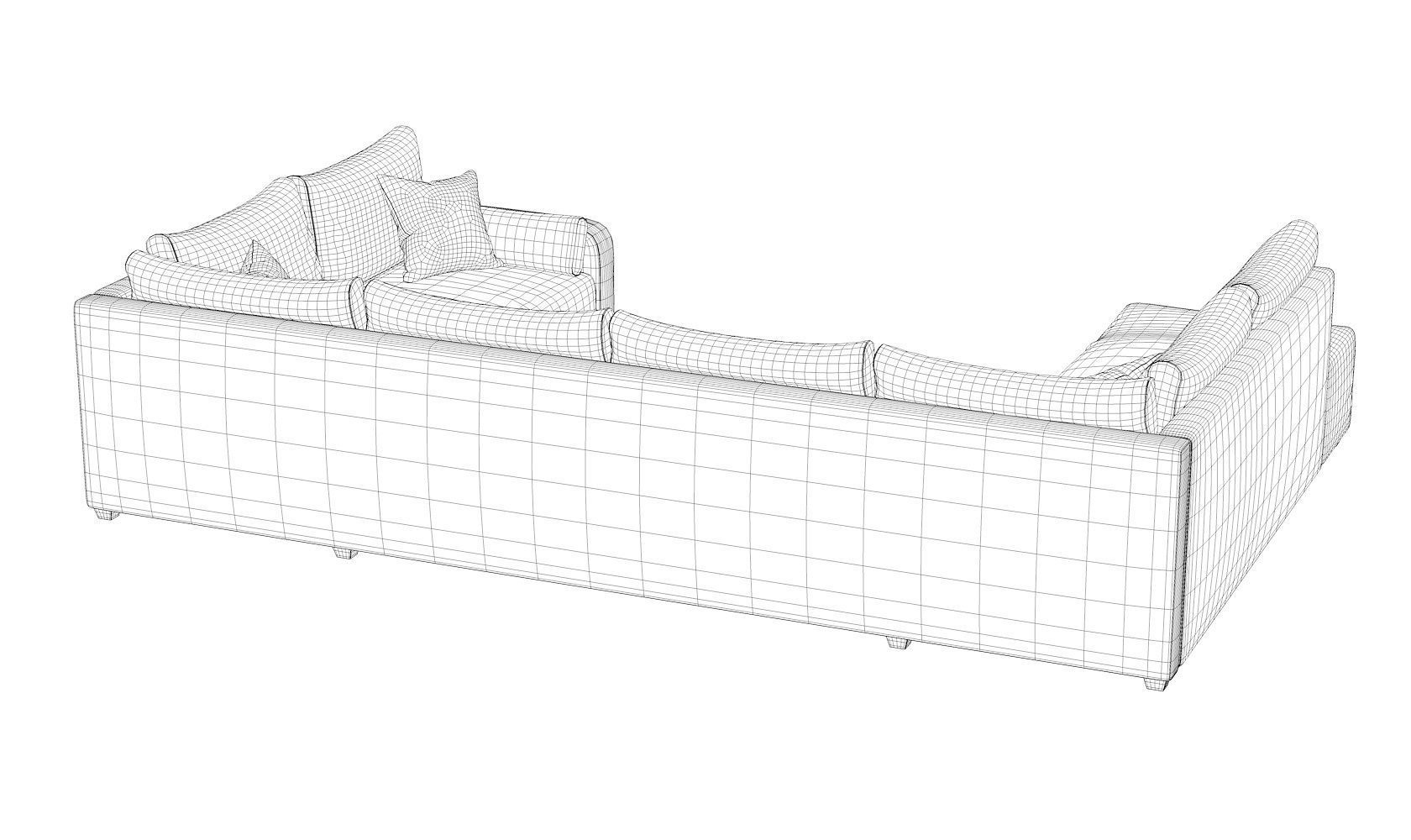 Sectional Sofa Low-poly 3D model_21
