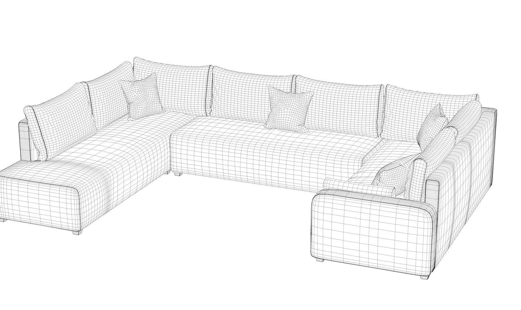 Sectional Sofa Low-poly 3D model_20