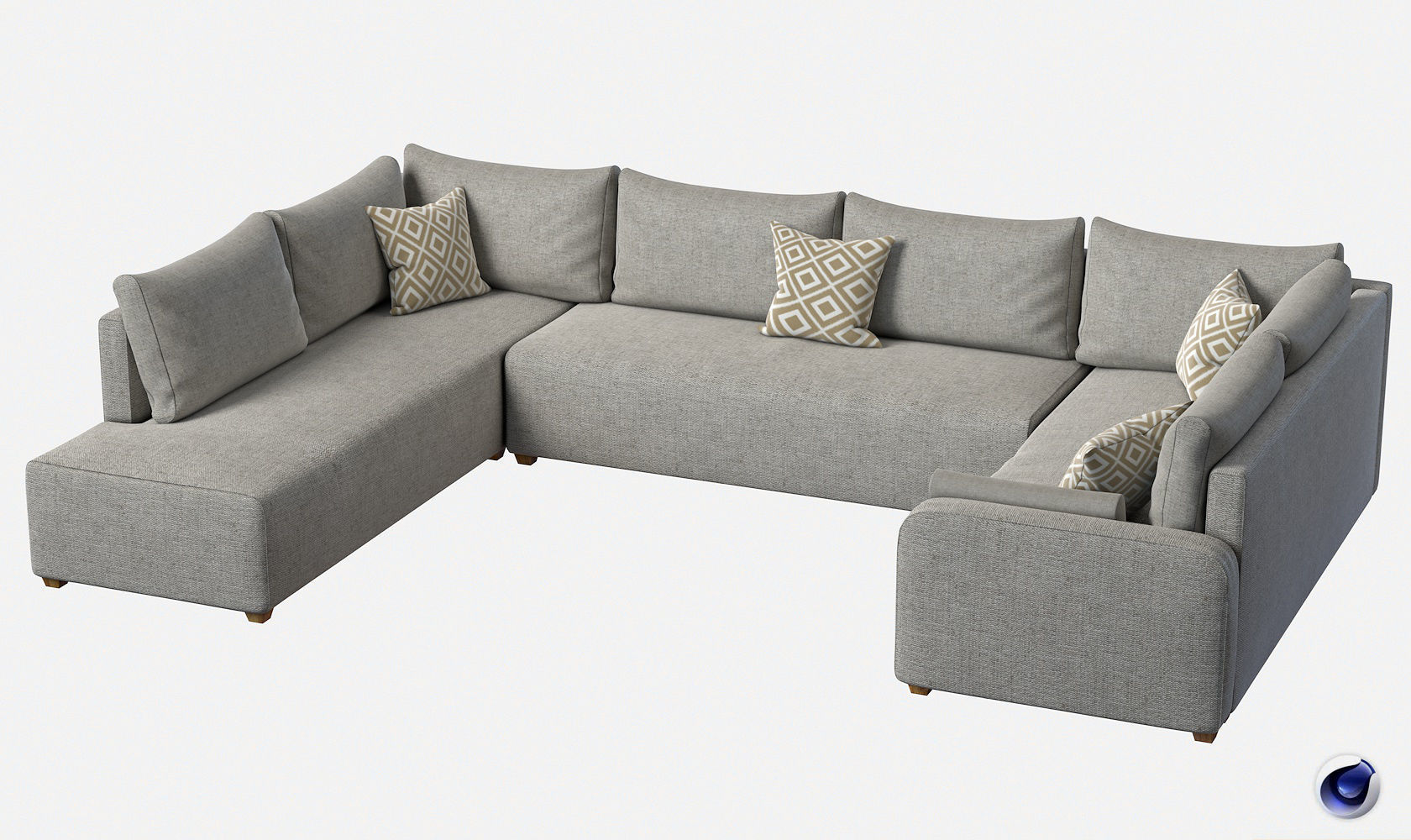 Sectional Sofa Low-poly 3D model_1