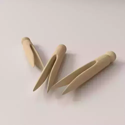 Wooden Clothespin v2 3D model