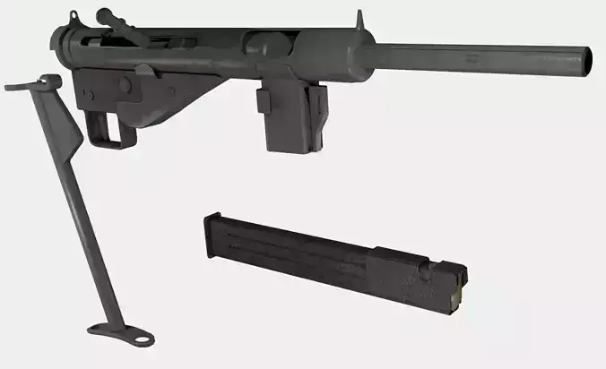 MP3008 WWII German Sub Machine Gun Game-Ready Low-poly 3D model