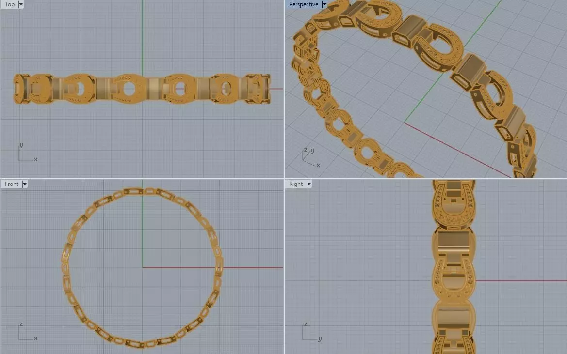 Bracelet Horseshoe 3D print model_0