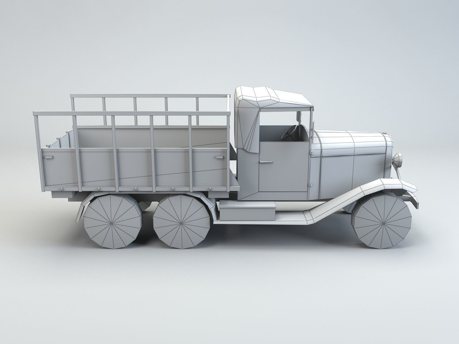 Low Poly Type 94 Army Truck Low-poly 3D model_3