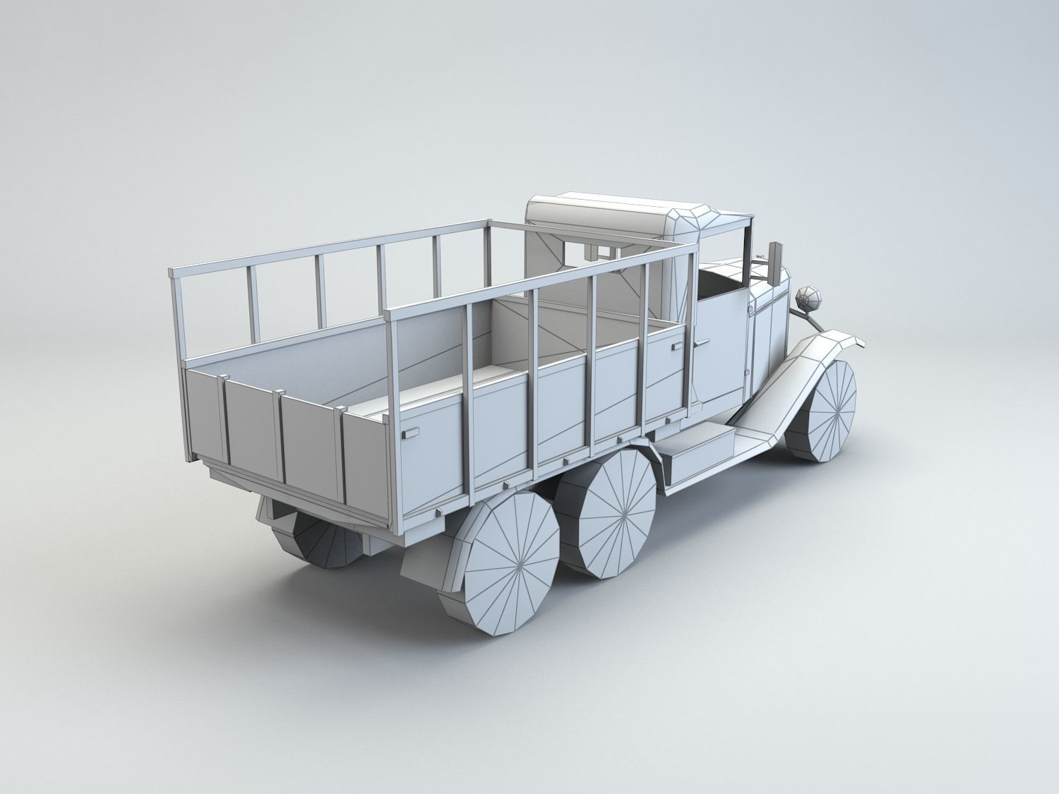 Low Poly Type 94 Army Truck Low-poly 3D model_9