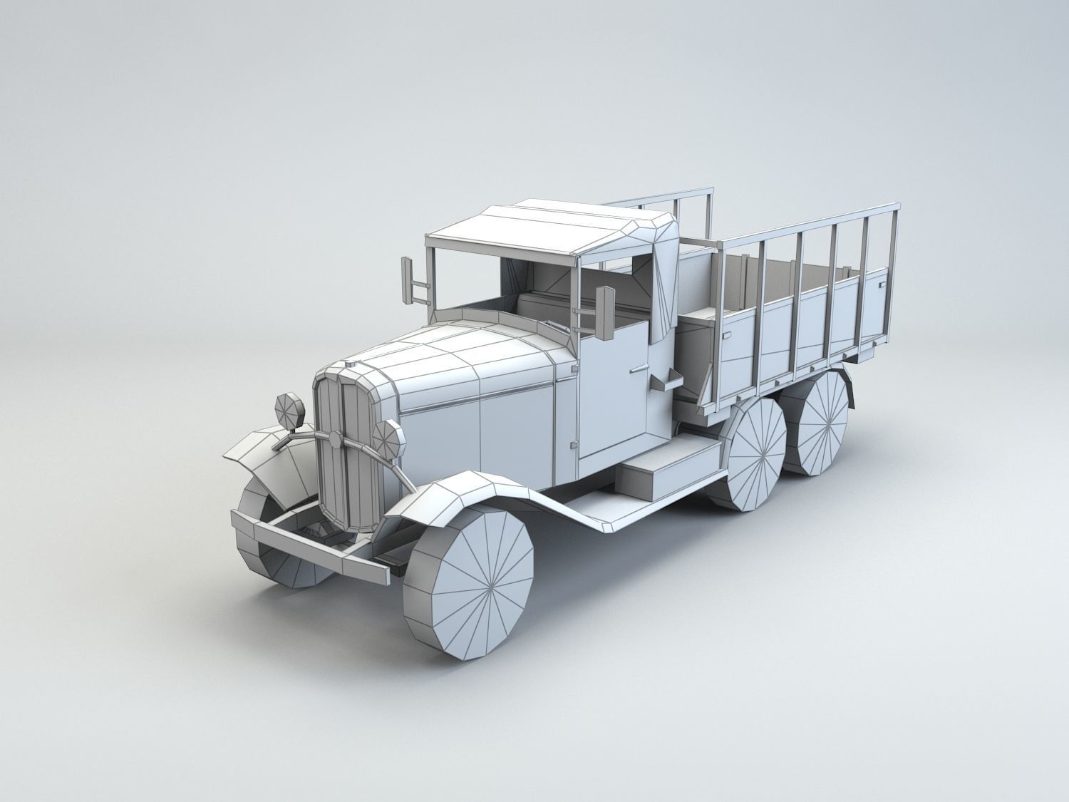 Low Poly Type 94 Army Truck Low-poly 3D model_7