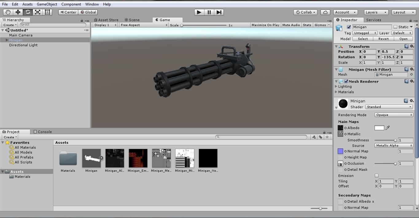 Low-poly minigun for games Low-poly 3D model_13