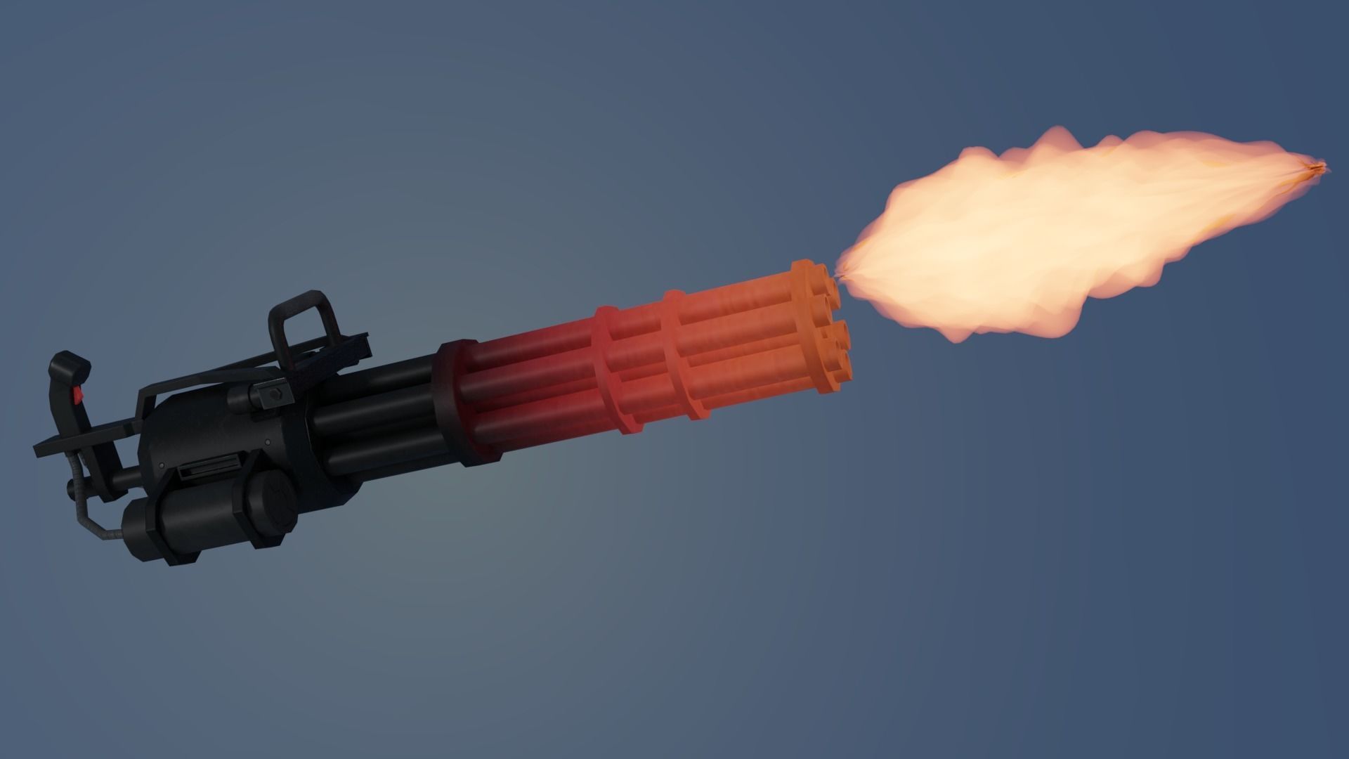 Low-poly minigun for games Low-poly 3D model_1
