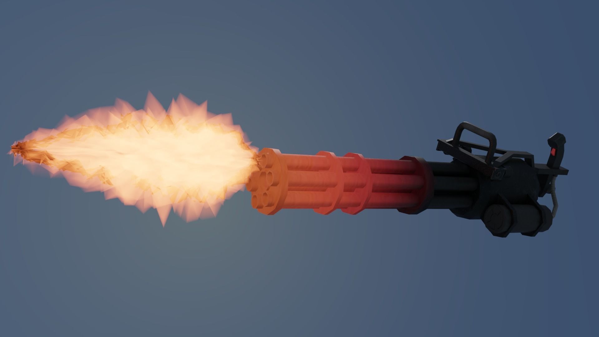 Low-poly minigun for games Low-poly 3D model_5