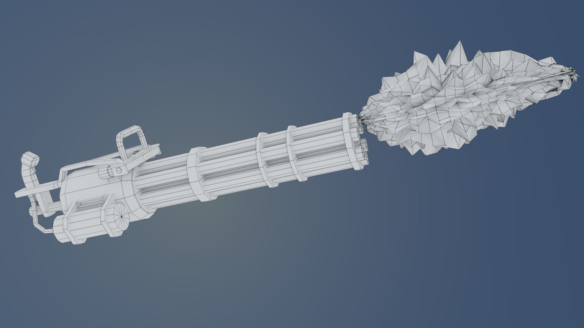 Low-poly minigun for games Low-poly 3D model_2