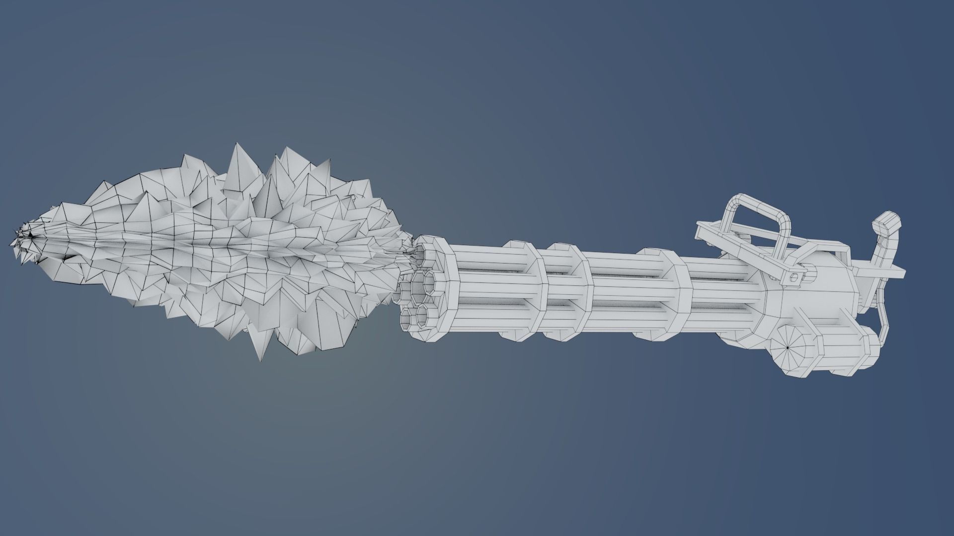 Low-poly minigun for games Low-poly 3D model_6