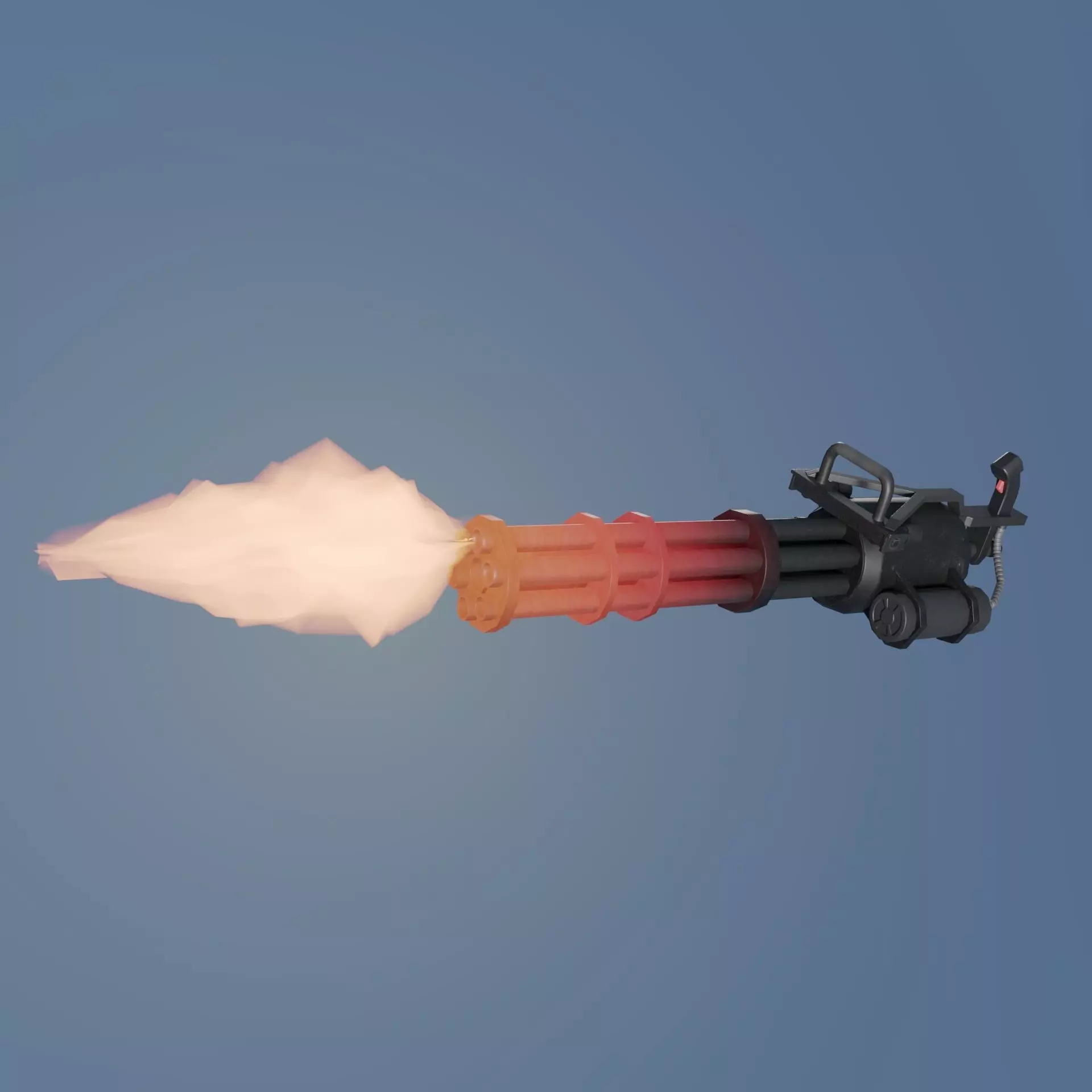 Low-poly minigun for games Low-poly 3D model_0