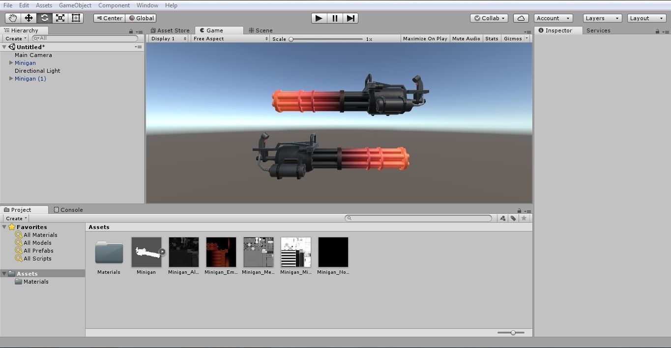 Low-poly minigun for games Low-poly 3D model_12