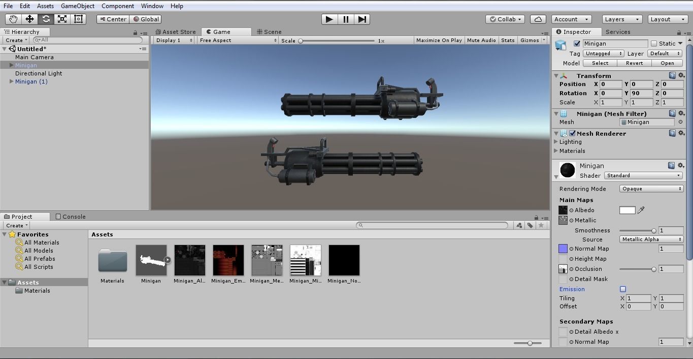 Low-poly minigun for games Low-poly 3D model_11