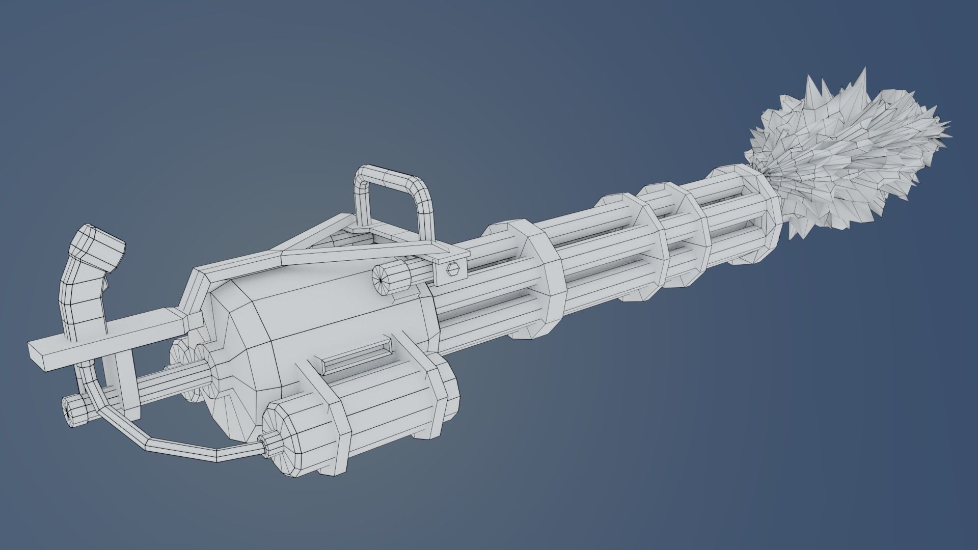 Low-poly minigun for games Low-poly 3D model_4