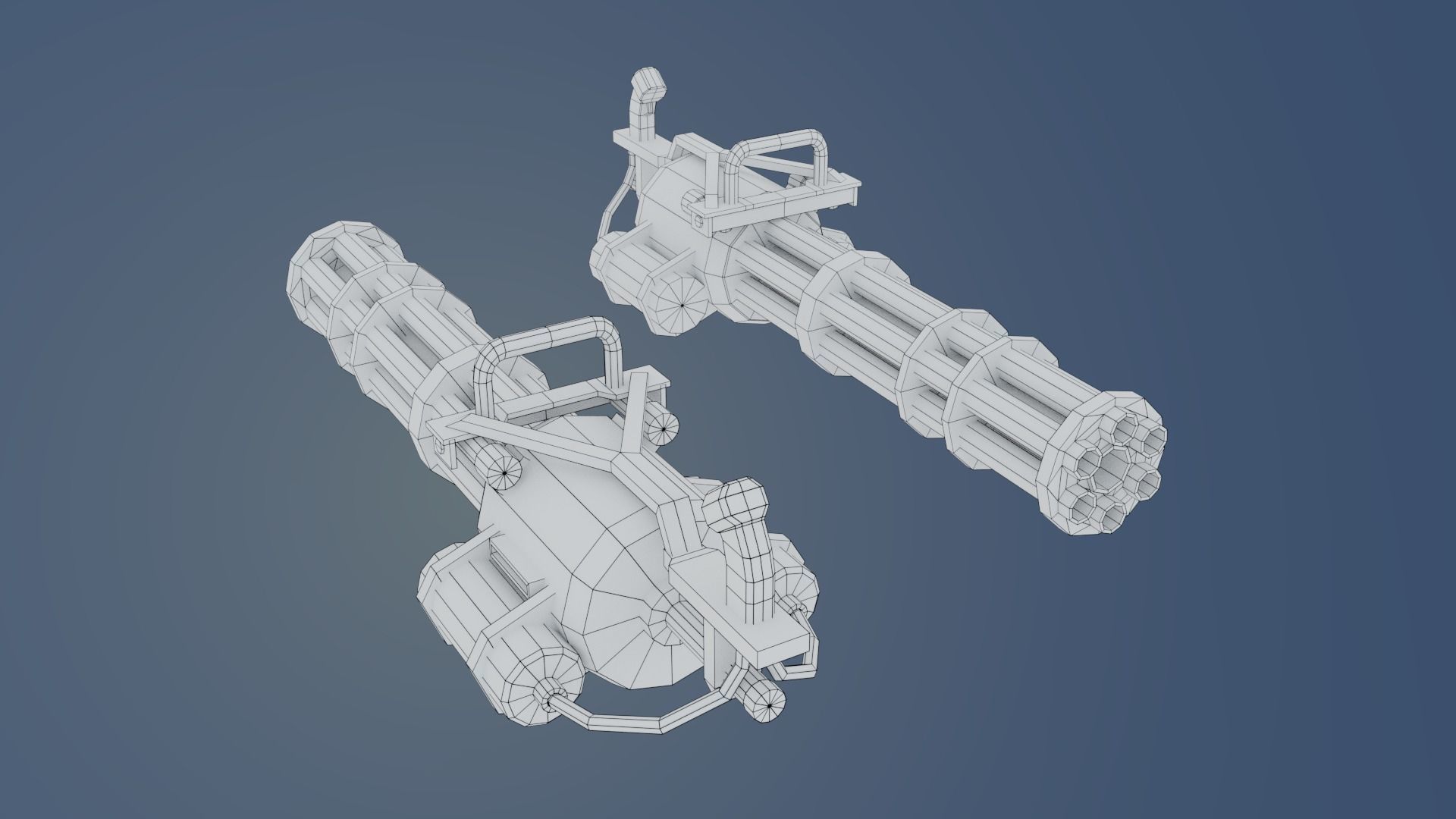 Low-poly minigun for games Low-poly 3D model_10