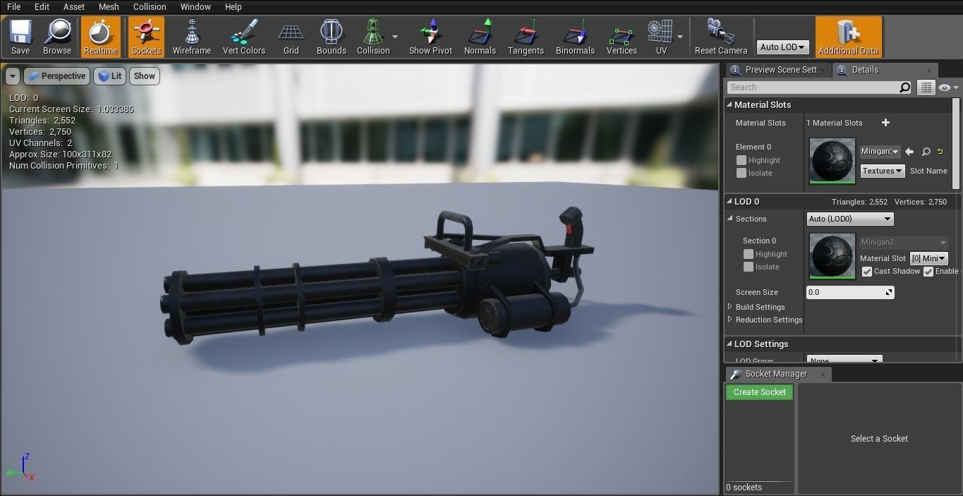 Low-poly minigun for games Low-poly 3D model_15