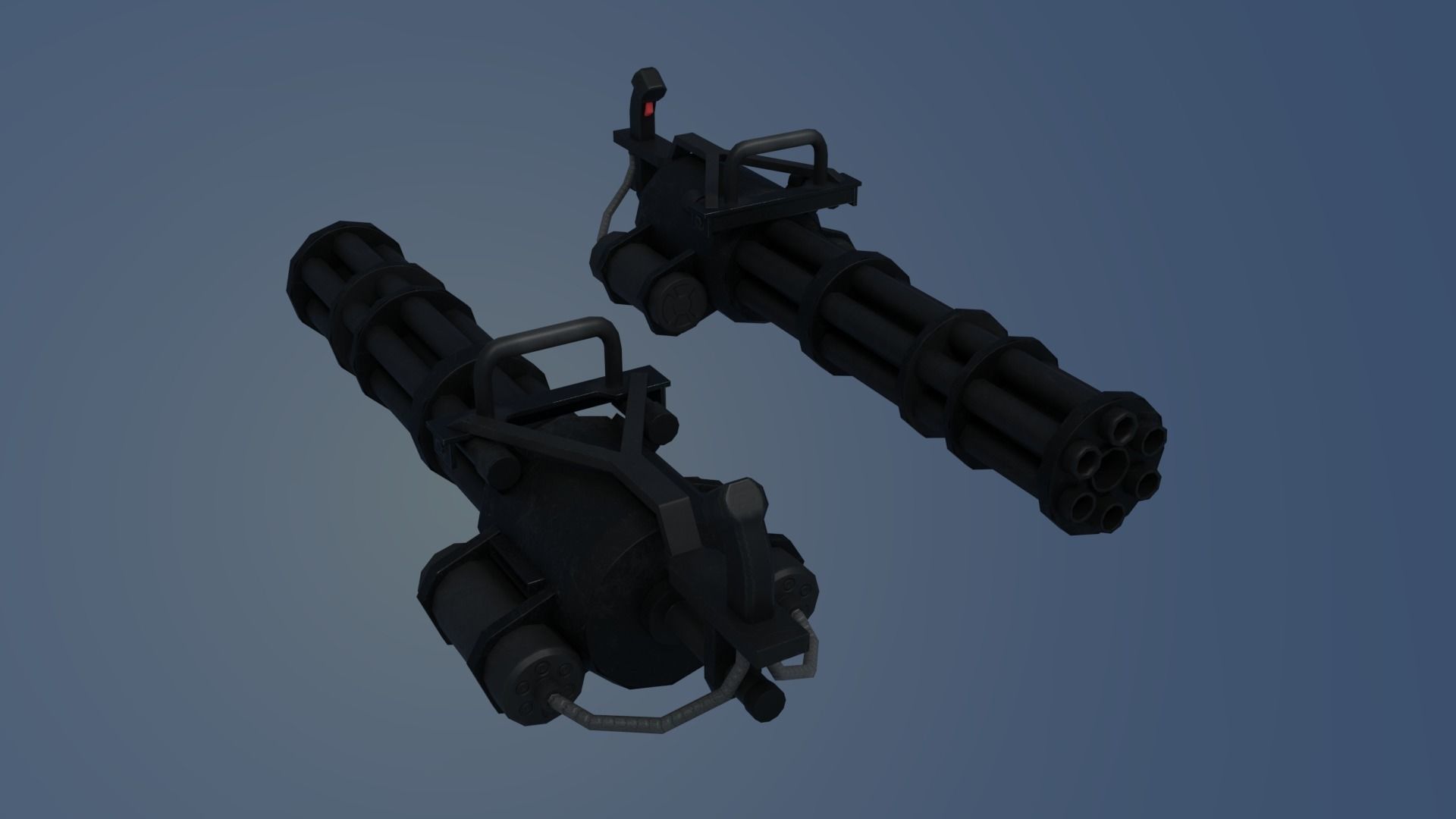 Low-poly minigun for games Low-poly 3D model_9