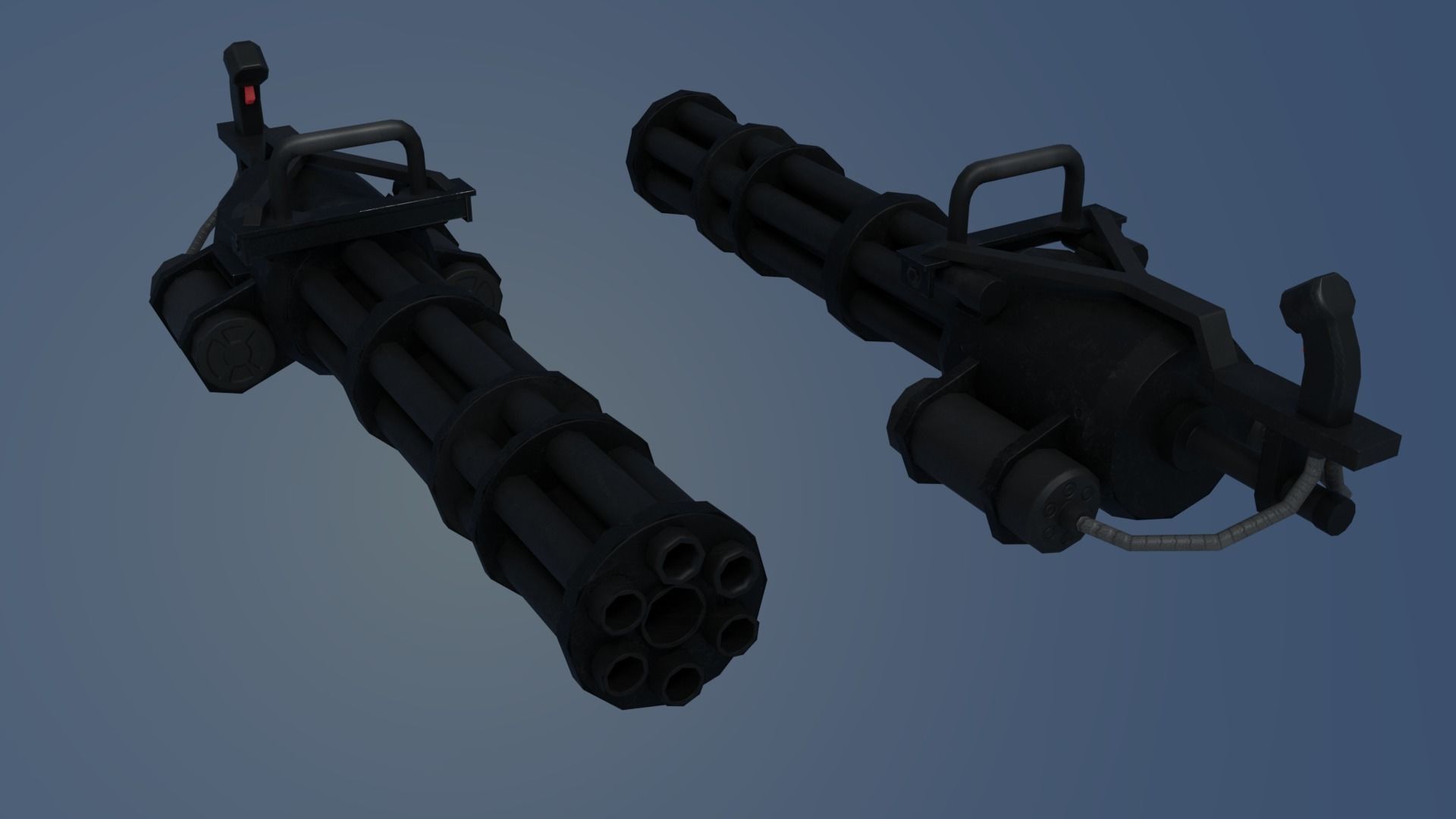 Low-poly minigun for games Low-poly 3D model_7
