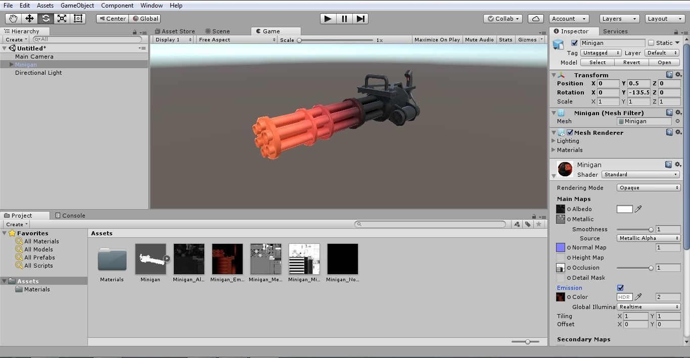 Low-poly minigun for games Low-poly 3D model_14
