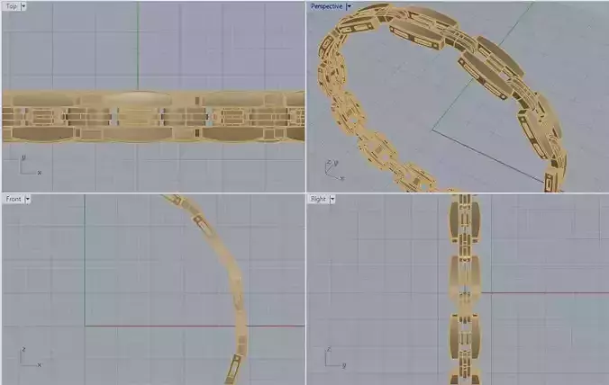 Bracelet H-shape 3D print model