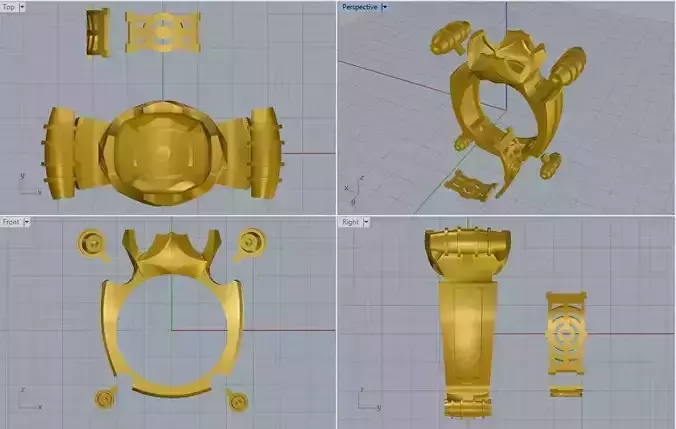 Ring E gold with different parts