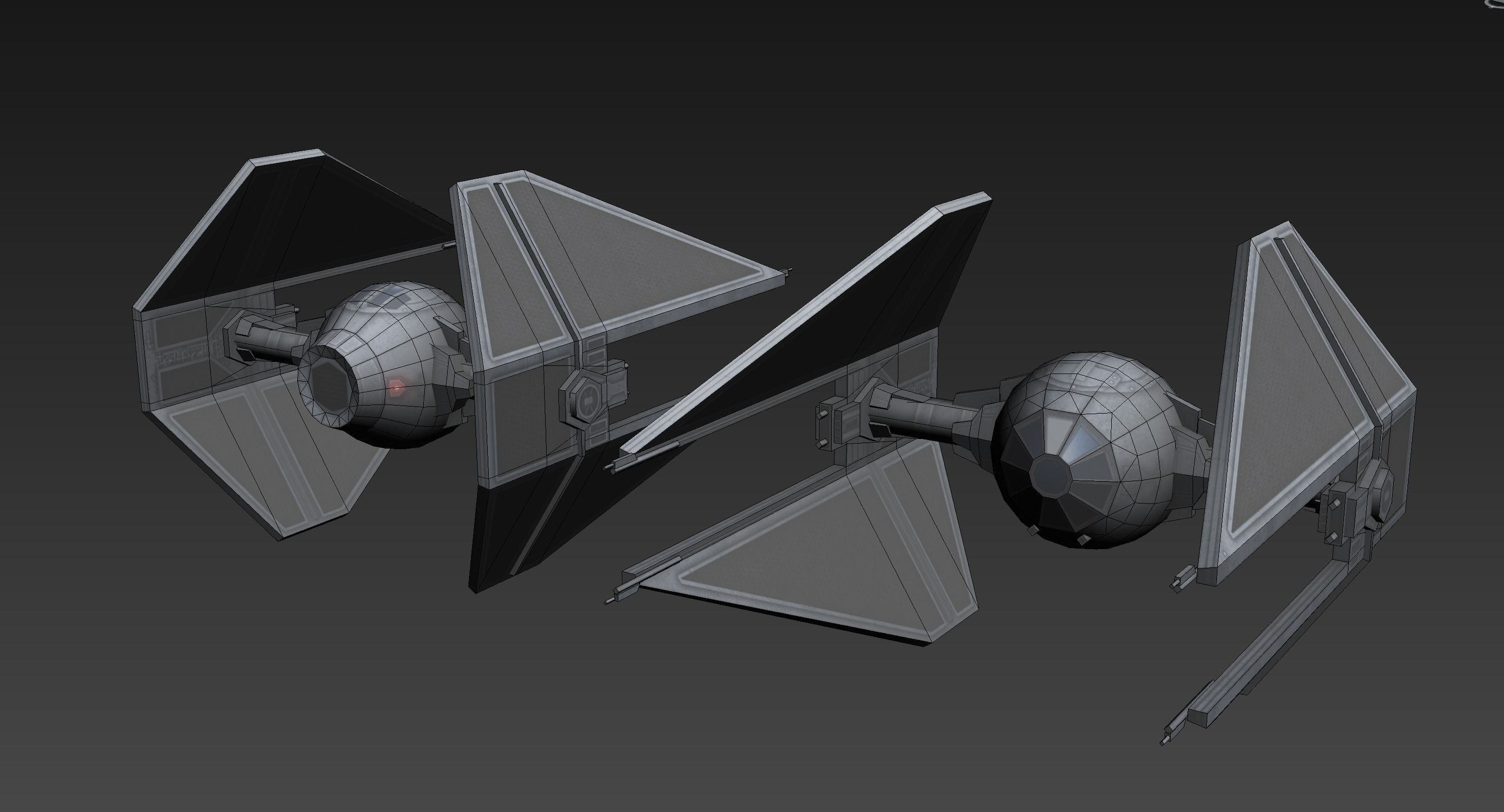 low poly Tie Interceptor Low-poly 3D model_5