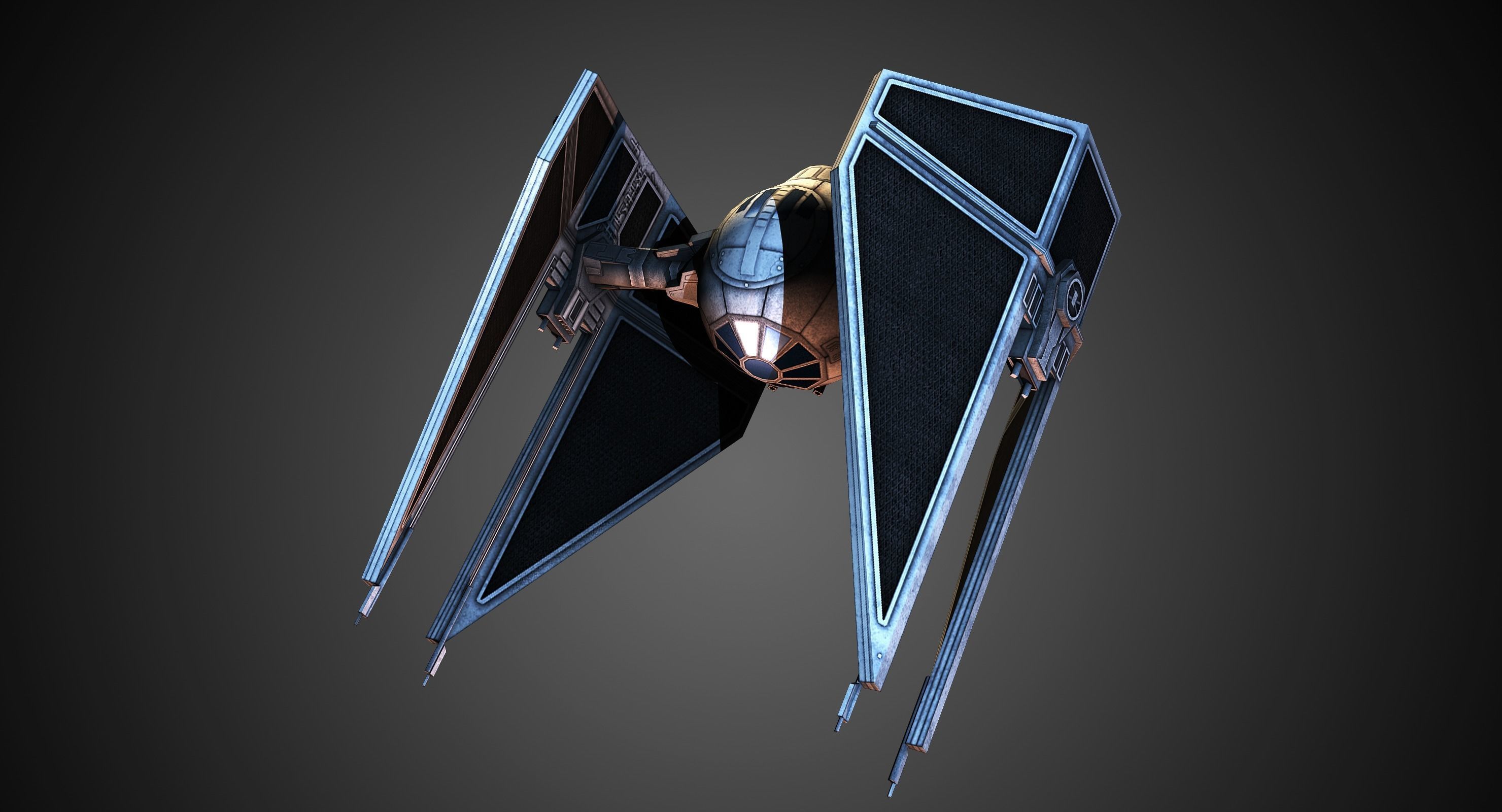 low poly Tie Interceptor Low-poly 3D model_4