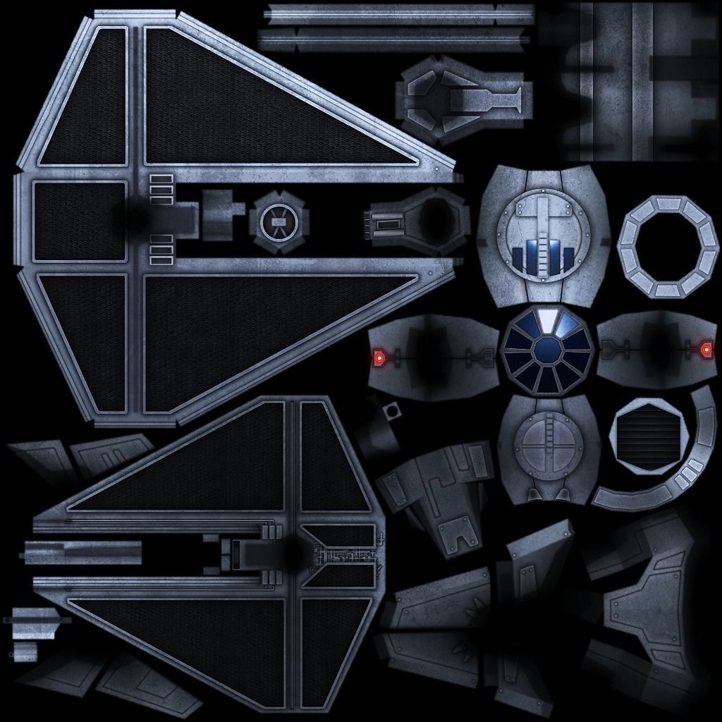 low poly Tie Interceptor Low-poly 3D model_6