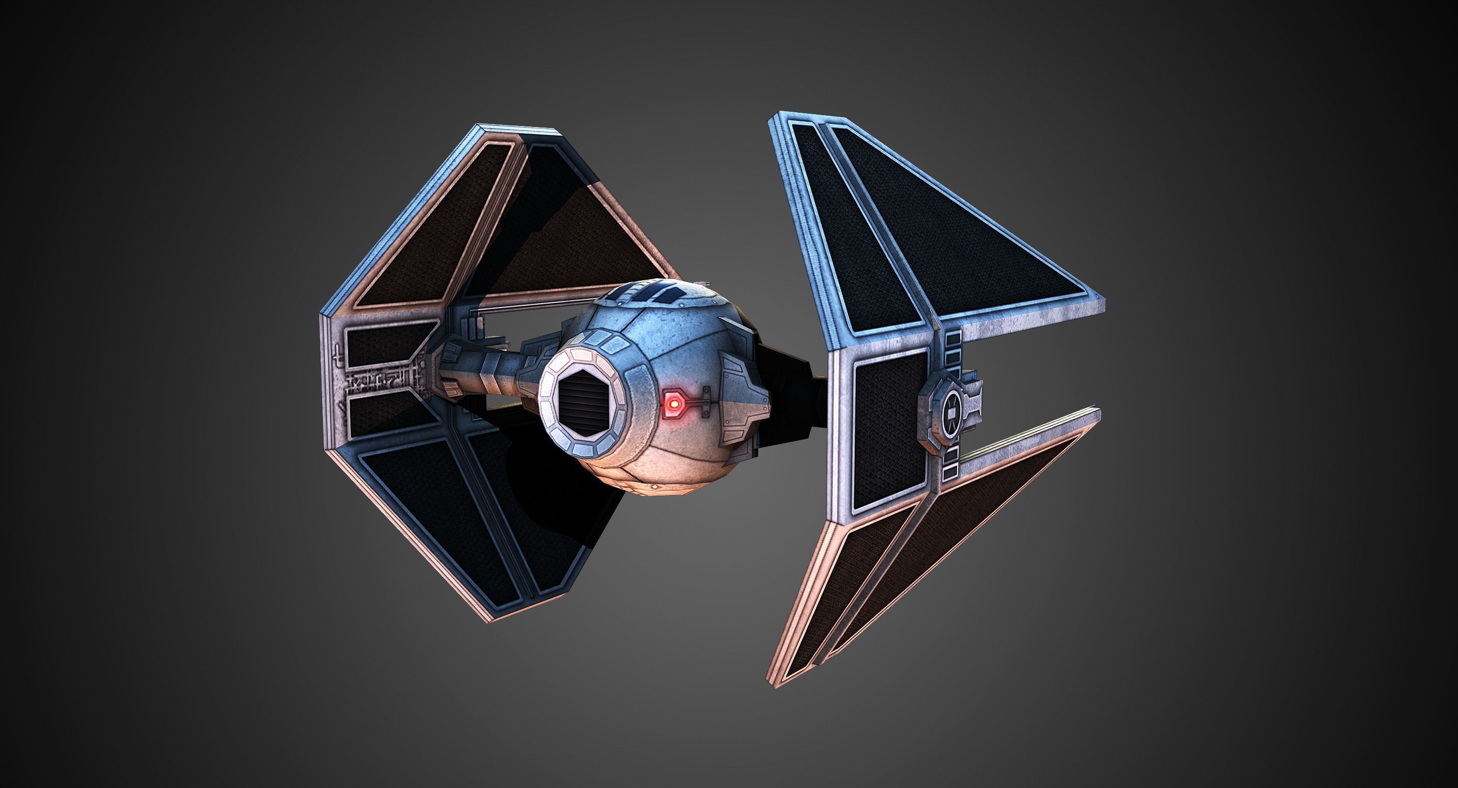 low poly Tie Interceptor Low-poly 3D model_3