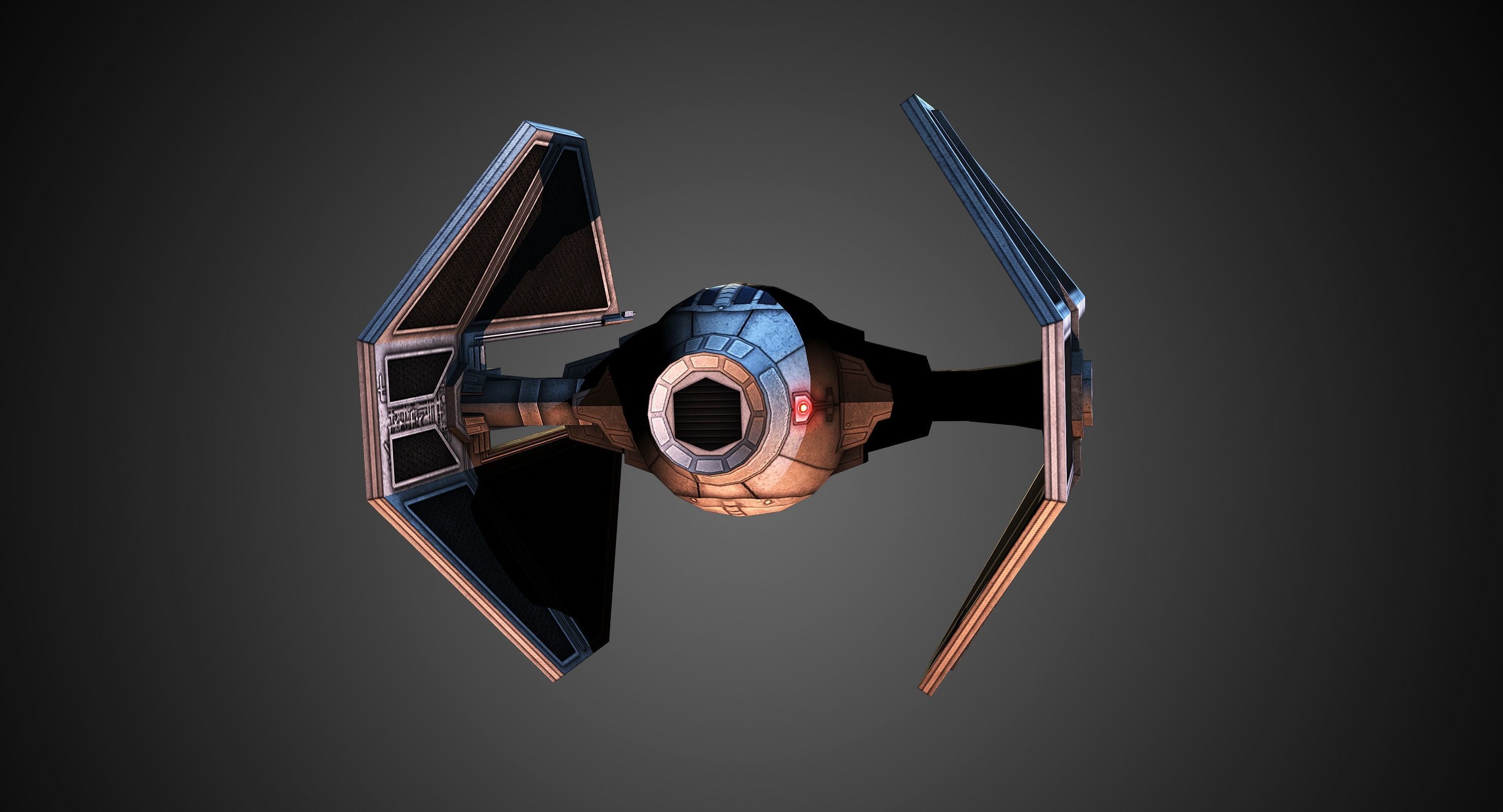 low poly Tie Interceptor Low-poly 3D model_2