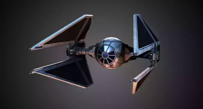 low poly Tie Interceptor Low-poly 3D model