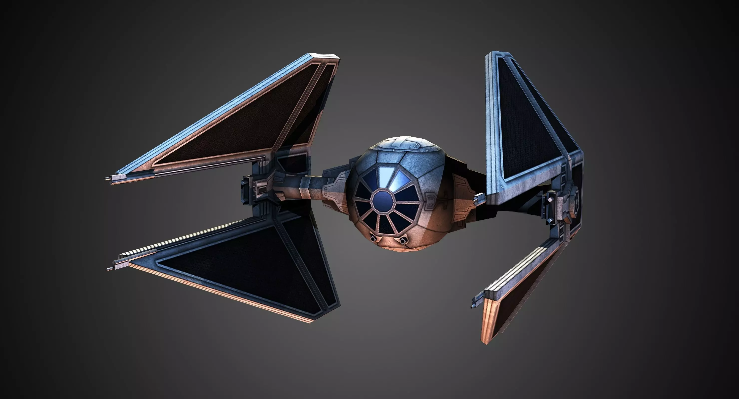 low poly Tie Interceptor Low-poly 3D model_0