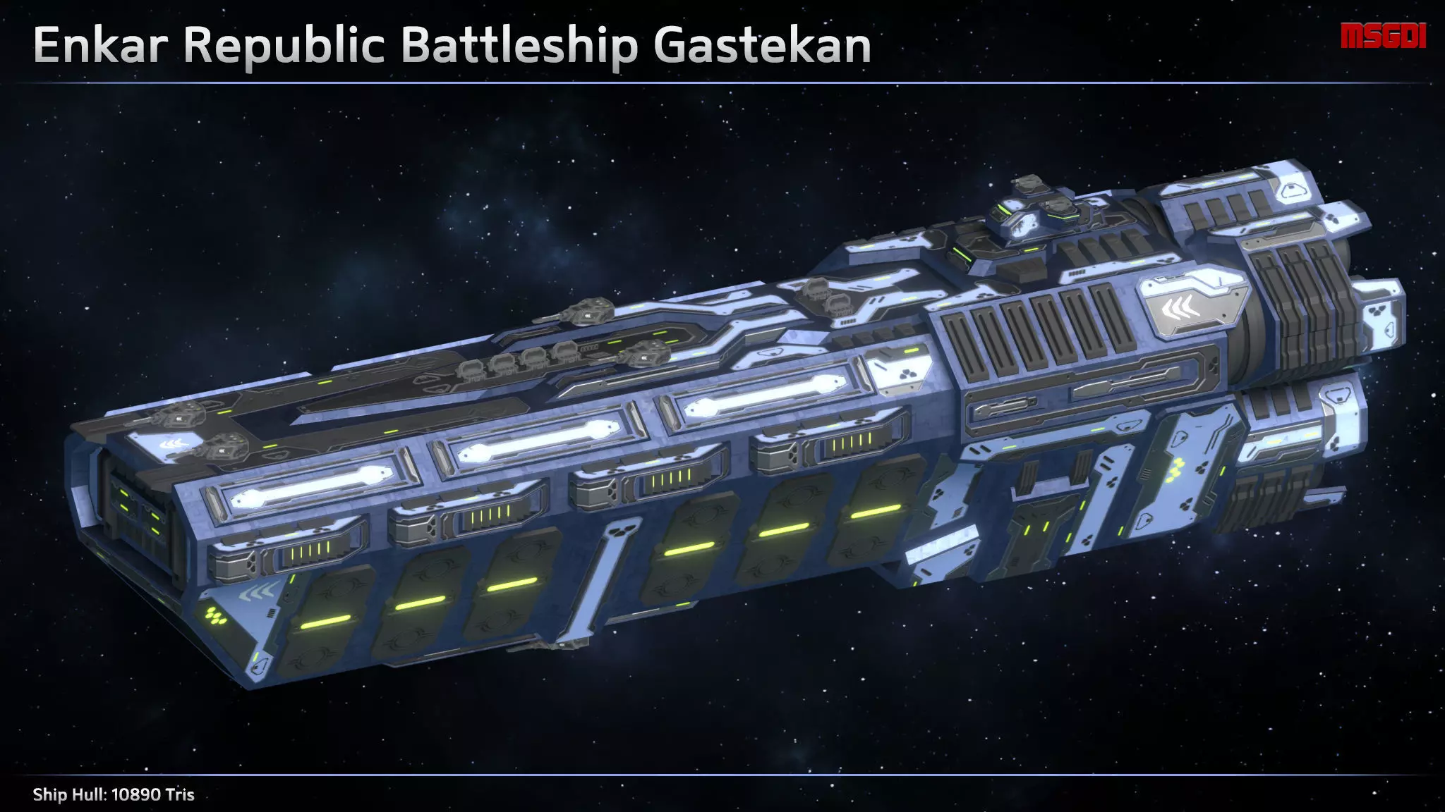 Spaceship Enkar Republic Battleship Gastekan Low-poly 3D model_0