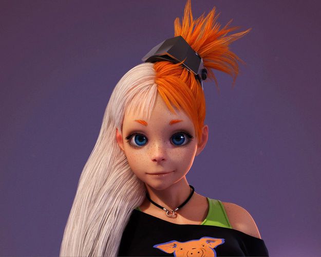 A girl with a sword 3D model