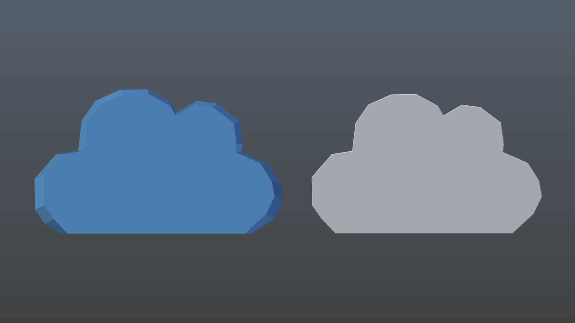 Low poly cloud symbols Low-poly 3D model_8