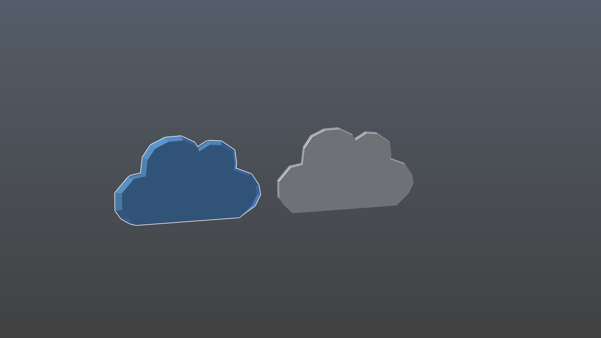Low poly cloud symbols Low-poly 3D model_0