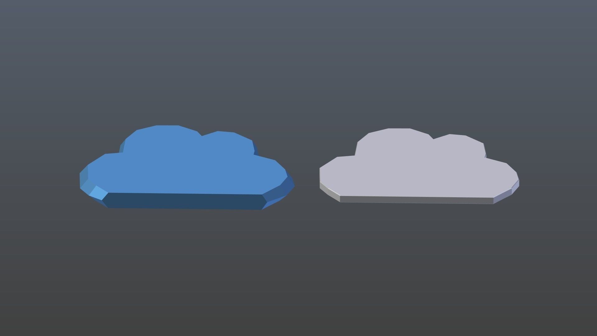 Low poly cloud symbols Low-poly 3D model_2