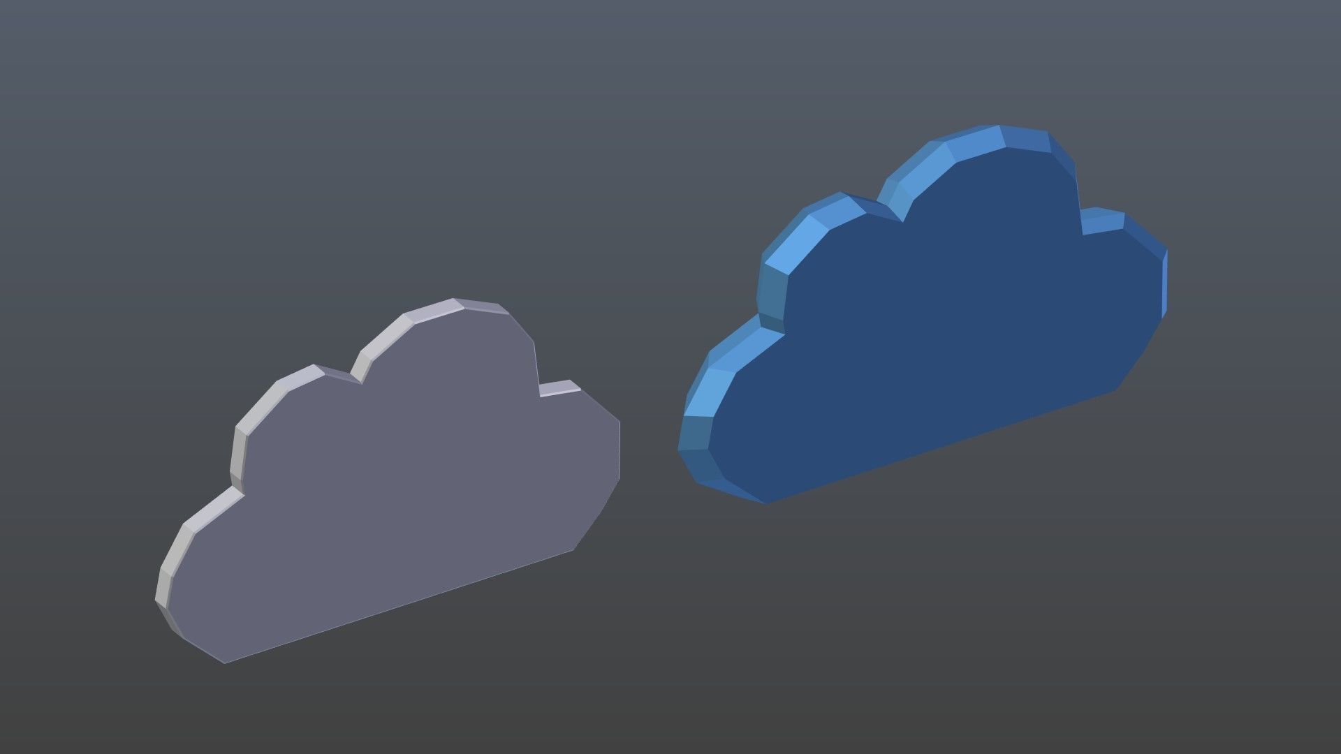 Low poly cloud symbols Low-poly 3D model_7