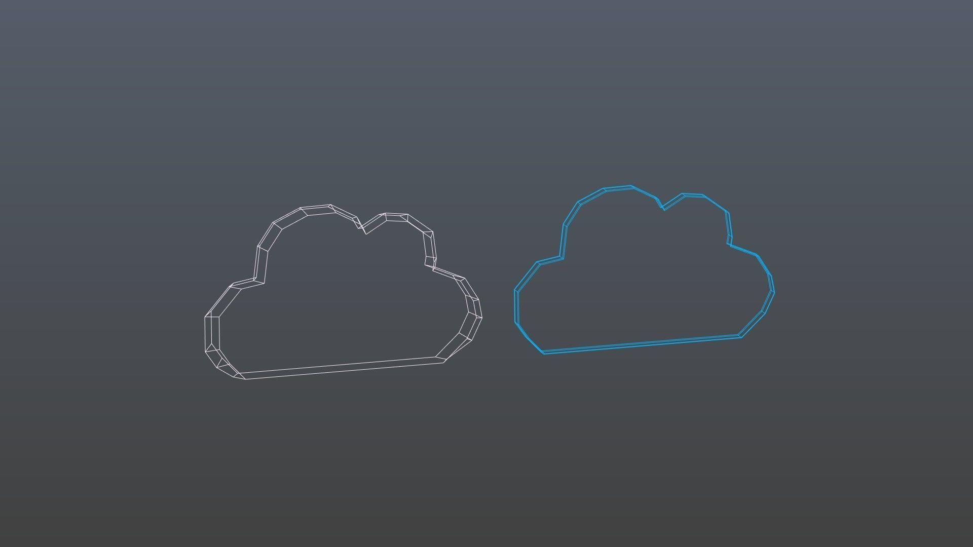 Low poly cloud symbols Low-poly 3D model_9