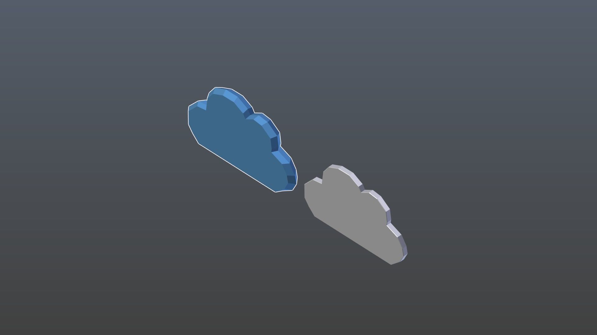 Low poly cloud symbols Low-poly 3D model_3