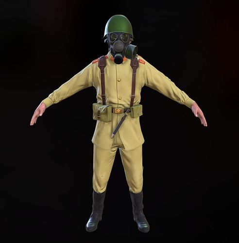 USSR Army soldier Low-poly 3D model
