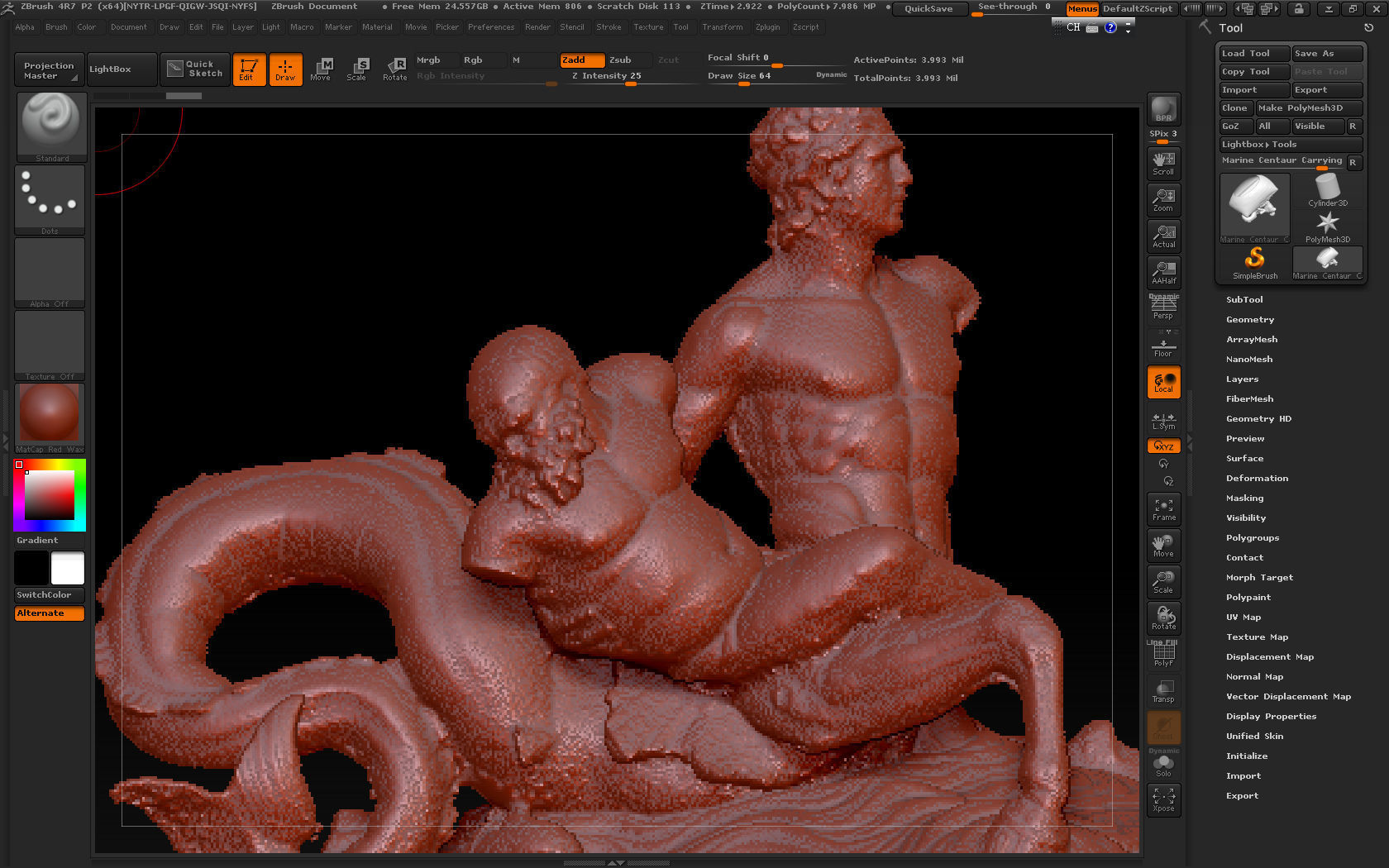 Marine Centaur Carrying Silenus Louvre 3D model_6