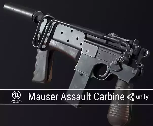 PBR Mauser M712 Assault Carbine Low-poly 3D model