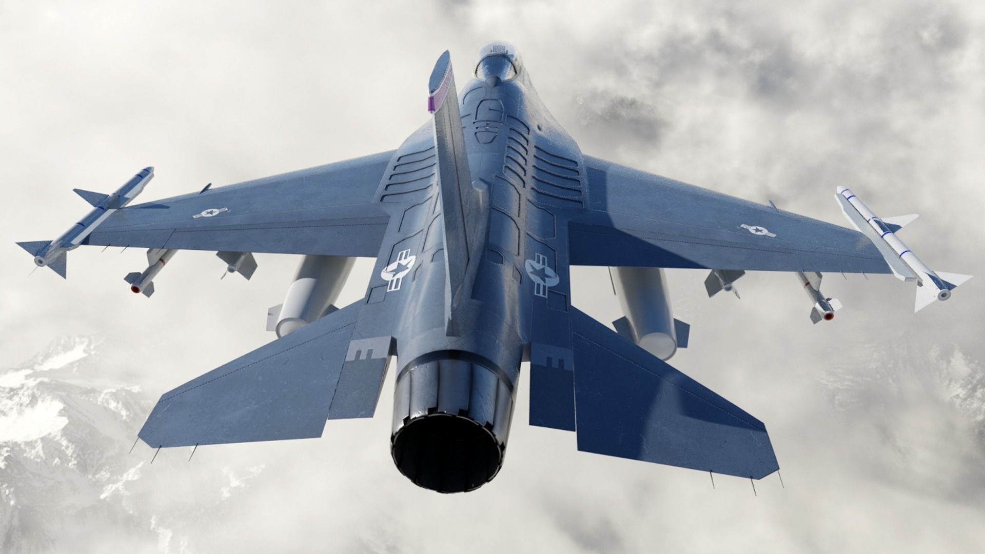 f16 fighter  Low-poly 3D model_6