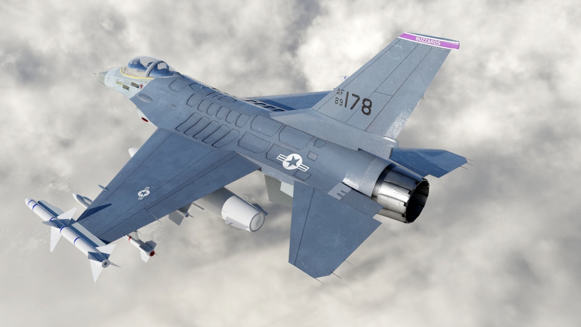 f16 fighter  Low-poly 3D model_1